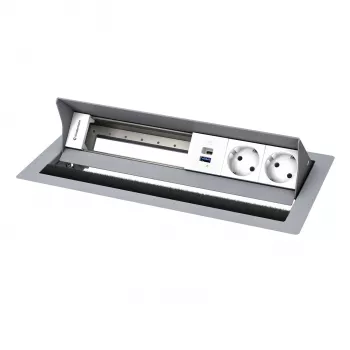 Kindermann CP Standard² Panou de conectivitate pentru masă cu 6 module, cu 2x prize, 1x port de încărcare USB-A, HDMI, RJ45