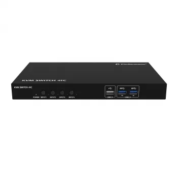Kindermann KVM Switch 41C - KVM switch digital cu 4 porturi, cu DVI-D, USB, audio, emulare EDID