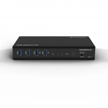 Kindermann KVM Switch 21C - KVM switch DVI-I cu 2 porturi, cu audio și hub USB