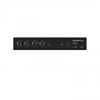 Kindermann KVM Switch 21C - KVM switch DVI-I cu 2 porturi, cu audio și hub USB