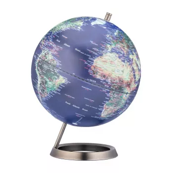 TROIKA Globe 23.5 Degrees (G2507-P2P2/CB) - Desk Globe Paperweight, Chrome Base, 60mm