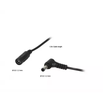 Cablu prelungitor de alimentare DC ALLNET, 5,1 mm x 2,1 mm, mamă la tată, 1,5 m, negru (ALL-Adapt-Ext5-10-1500)