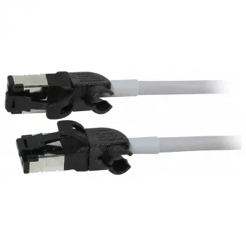 Synergy21 Cablu patch RJ45, CAT6A 500MHz, 1,5m, gri, S/FTP, Slimline rotund d=4,5mm, TPE/LSZH (Superflex), AWG28, cu conector CAT7 Raw, conector rotativ