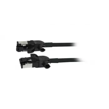 Synergy21 Cablu patch RJ45, CAT6A 500MHz, 1,5m, negru, S/FTP, Slimline rotund d=4,5mm, TPE/LSZH (Superflex), AWG28, cu conector CAT7 Raw conector rotativ