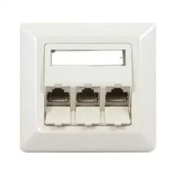 Priză de rețea de perete Synergy 21 S216327 RJ-45 Cat6a, 2 porturi, ecranată, alb (RAL 9010)