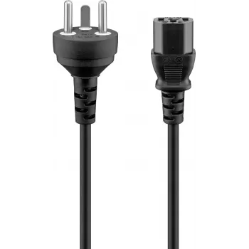 Cablu de alimentare IEC Goobay cu ștecher Danemarca tip K, 3 x 0,75 mm², 2 m, negru (95732)