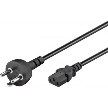 Cablu de alimentare IEC Goobay cu ștecher Danemarca tip K, 3 x 0,75 mm², 2 m, negru (95732)
