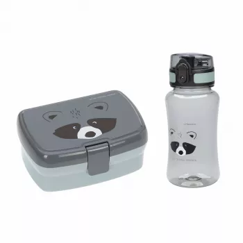 Set cutie de prânz și sticlă de băut Tritan Lassig About Friends Raccoon 460 ml