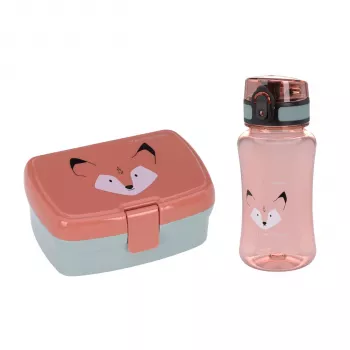 Set de prânz Lassig About Friends Fox - 2 piese: cutie de prânz + sticlă Tritan 460 ml