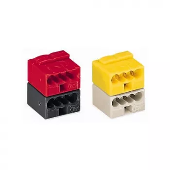 WAGO 243-212 Series 243 4-Conductor Female Socket Terminal PUSH WIRE, 0,8 mm, gri deschis/galben