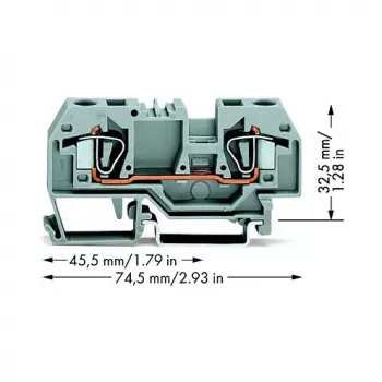 WAGO 282-901 2-Conductor Through Terminal Block, 6 mm, Gray