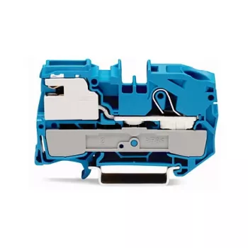 WAGO 2016-7114 1-Conductor N-Disconnect Terminal Block, Push-in CAGE CLAMP, Blue