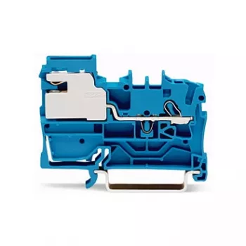 WAGO 2002-7114 1-Conductor N-Disconnect Terminal Block, 2.5 mm, Push-in CAGE CLAMP, Blue