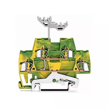 Bornă de împământare WAGO 280-517 cu două niveluri, 4 conductoare, 2,5 mm², CAGE CLAMP, verde-galben