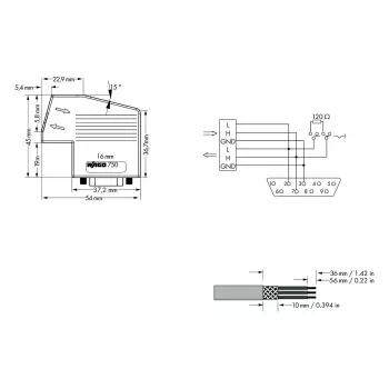 WAGO 750-963 D-Sub Connector Module, 9-pin Female, Grey, IP20, for WAGO I/O System 750