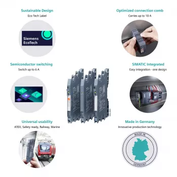 Siemens SIRIUS 3RQ4 Releu de cuplare cu fișă, 230 V AC/DC, 3 NO + 1 NC, borne cu șurub