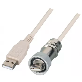 EFB IP67 USB 2.0 Cablu cu presetupă M20, USB Type-A tată la USB Type-A tată, 1,0 m, Argintiu/Negru