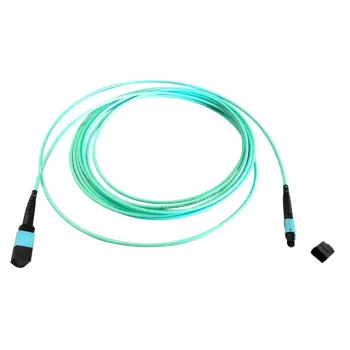 Cablu patch fibră optică multimod EFB Elektronik MTP mamă la MTP mamă 12 fibre OM3, LSZH, aqua, tip A, 15 m