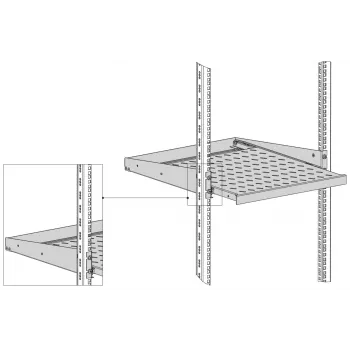 Raft glisant EFB Elektronik 19 inch 2U, adâncime 455 mm, montare frontală, capacitate de încărcare 20 kg, RAL 7035 gri deschis