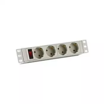 EFB-Elektronik 10 1HE priză multiplă 4 x CEE 7/3 cu întrerupător, profil din aluminiu, gri