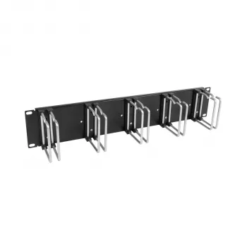 EFB Panou de management al cablurilor 19 inch 2U cu 5 x suporturi metalice duble 75 mm RAL9005 (699983TS.1)