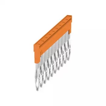 Conector transversal Weidmüller ZQV 2.5N/10, 10 poli, 2,5 mm², portocaliu, Wemid, V0, 48,7 mm, 20 bucăți