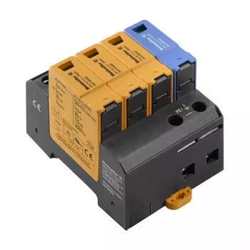 Dispozitiv de protecție la supratensiune Weidmüller VPU AC II 3+1 300/50 tip 2, 3 faze + neutru, 300 V AC, 20 kA/40 kA, șină DIN