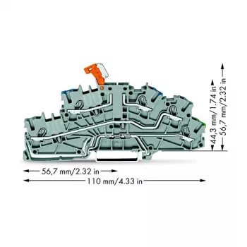 WAGO 2003-6641 Installation Level Terminal Block with Pivoting Disconnect Knife