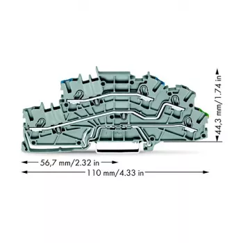 Bornă de instalație multinivel WAGO 2003-6646, N/L/PE, 2,5 mm², Push-in CAGE CLAMP, gri