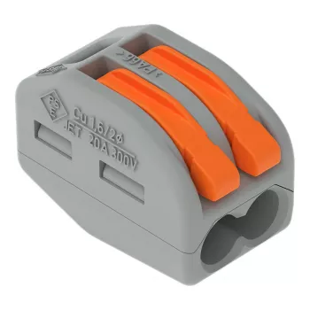 Conector de îmbinare 2 conductoare WAGO 222-412, gri/transparent, 32A, 400V