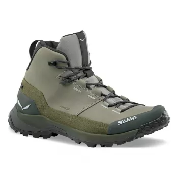 Bocanci de drumeție SALEWA Puez Leather Mid PTX - Shadow/Dark Olive - UK 9