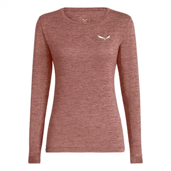 Tricou cu mâneci lungi Salewa Puez Melange Dry de damă, Desert Pink Melange, mărimea M