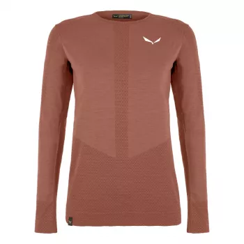 Tricou termic de bază damă Salewa Zebru Medium Warm AMR L/S - Etruscan Red, mărimea S