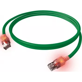 Cablu patch EasyLan DualBoot LED RJ45 S/FTP Cat.6A (Class EA) cu ștecher saCon - LSOH - verde - 7,5 m