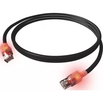 Cablu patch EasyLan DualBoot LED RJ45 S/FTP Cat.6A (Class EA) cu conector SaCon LSOH negru 7,5 m