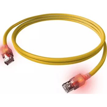 Cablu patch EasyLan DualBoot LED RJ45 S/FTP Cat.6A (Class EA) cu ștecher saCon, LSOH, galben, 7,5 m