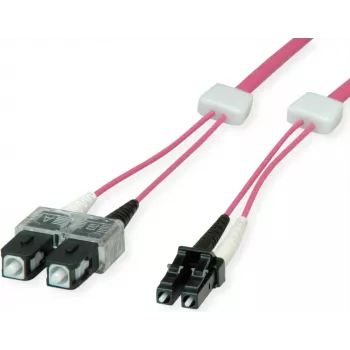Cablu patch din fibră optică EasyLan FO LED Premium, Duplex - LC Multi-Mode (M) la SC Multi-Mode (M) - 3 m - fibră optică - Duplex - 50/125 µm - OM4 - Heather Violet (RAL 4003)