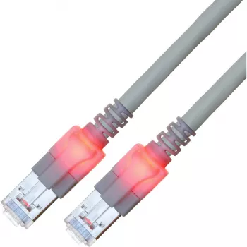Cablu patch EasyLan Cat.6 Class E S/FTP LSOH gri 20 m - cablu patch DualBoot LED RJ45 S/FTP