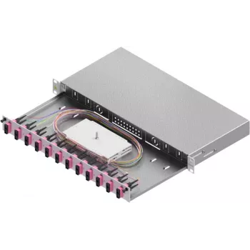 Casetă de splice fibră optică ZVK Easylan Basic 1U 12x SC-Duplex OM4 sertar glisant negru