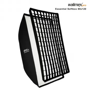 Walimex Pro Softbox Essential 80x120 cm Softbox dreptunghiular cu montură Bowens, interior argintiu, difuzoare, geantă de transport