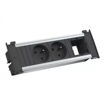 Bachmann Kapsa S - 2 m - interior - Type E - negru - argintiu - 2 prize AC - 204 mm