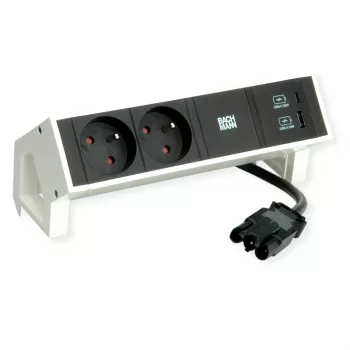 Bachmann DESK2 2x UTE 1x USB A/C 22W 0,2m RAL9010 - Prelungitor de birou