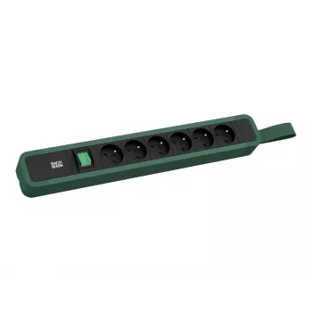 Bachmann PRIMO 2 prelungitor 6x priză tip E cu întrerupător și inel de suspendare 2,0m ștecher CEE 7/7 verde pin (RAL 6028)
