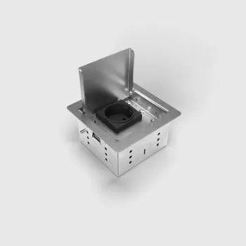 BEP24 Floor Socket 3301E-1-1 - Stainless Steel, 1x Schuko (Type F), IP20, Flush Mount