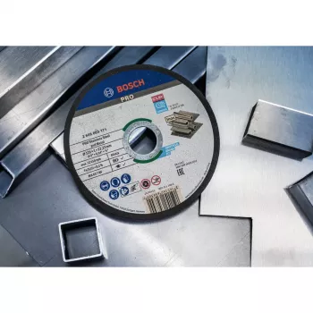 Disc de tăiere BOSCH POWERTOOLS PRO pentru oțel inoxidabil și metal, Ø 125 mm, 100 bucăți în găleată (alezaj 22,23 mm, WA 60 T BF)