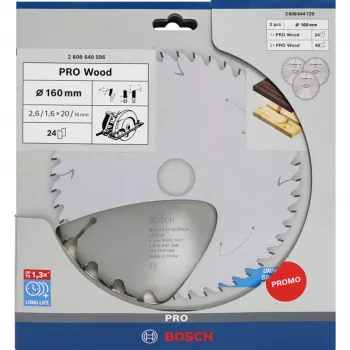 Lamă circulară pentru lemn BOSCH POWERTOOLS PRO 160 mm (pachet promo 3 bucăți)