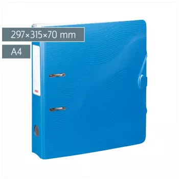 Mapă cu pârghie BRUNNEN WAVE azur plastic 7,0 cm DIN A4