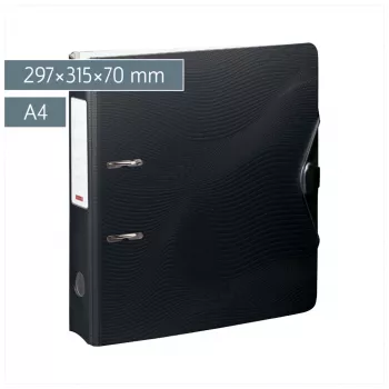 BRUNNEN WAVE Lever Arch File Onyx Black Plastic 7.0 cm DIN A4