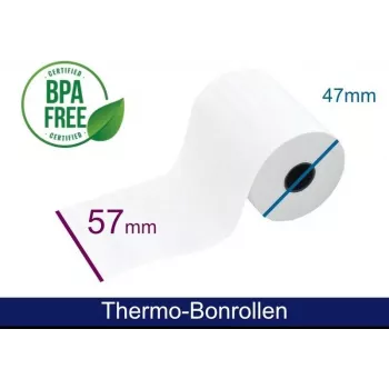 Rolă hârtie termică ARTDEV 57x47x12 mm 25 m 48 g/m² cu text preimprimat pentru debitare
