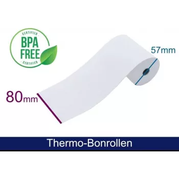 Rolă de hârtie termică ARTDEV 80x57mm miez 12mm 40m 48g/m² alb pentru T2 mini 50
